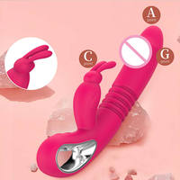 Vibromasseur à 12 vitesses avec fonction de vibration, de poussée et de chauffage, jouet de masturbation féminine, vibromasseur lapin pour point G avec fonction chauffante