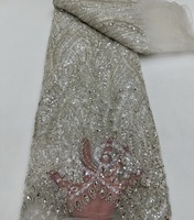 Dentelle française en tulle chic 2026, dentelle fantaisie perlée et pailletée, dentelle haut de gamme pour robe de soirée de luxe