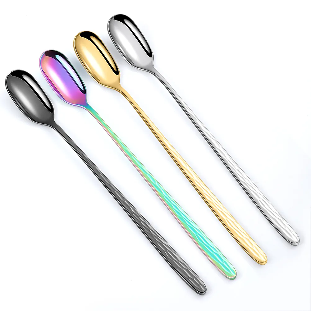 Custom Metal Gold Silver Spoon for Bar Long Handle Stainless Steel Cocktail Mixing Spoon