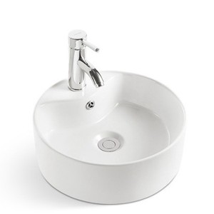 Lavabo Redondo Blanco para Encimera, 420 mm, Cerámica Resistente a Altas Temperaturas, Lavabo para Baño - Product Image 5