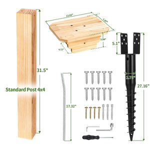 Kit de montage pour bibliothèque compacte, ancrage au sol sans crevaison, <span class=keywords><strong>poteau</strong></span> en bois et support étanches 4x4x31,5 pouces, installation facile pour usage extérieur - Product Image 6