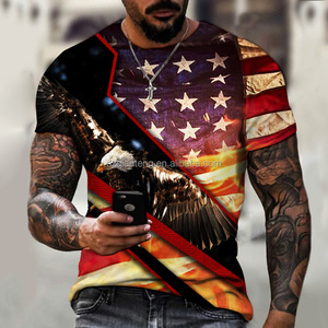 Camiseta AQTQ para <span class=keywords><strong>Hombre</strong></span> con Estampado 3D de Águila Calva y Bandera Americana Vintage - Camiseta Gráfica Patriótica de Cuello Redondo y Manga Corta Informal para Verano - Product Image 6