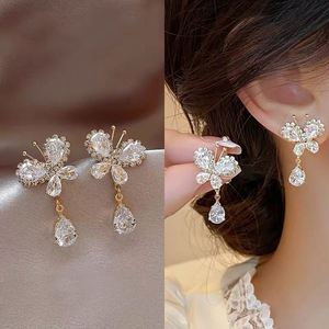 Hypoallergenic <b>Stud</b> <b>Earrings</b> Zircon Butterfly Teardrop Tassel <b>Earrings</b> Women Trendy Micro Pave Zircon <b>Crystal</b> <b>Stud</b> <b>Earrings</b> - Product Image 5