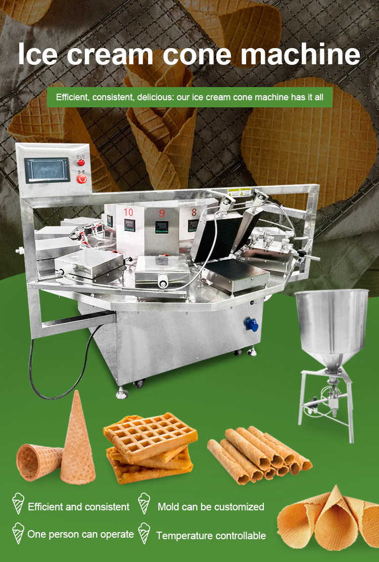 Automatic Hot Sell India Other Snack Sugar Cup Custom Egg Roll Shape Mould Pizza Cone Ice Cream Wafer Obleas Machine