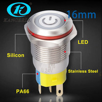 KANGERLE Interrupteur à bouton-poussoir autobloquant en acier inoxydable 16 mm IP67 IK10 Étanche 12V LED Illuminé
