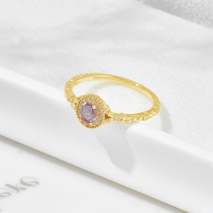 Bague de fiançailles personnalisée pour femme, tendance, pour soirée, avec zircone cubique ovale décolorée, éternité, promesse, zircone, argent sterling 925 - Product Image 1