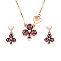 Bijoux exquis et simples, collier et boucles d'oreilles personnalisés en zircon fleur de prunier, ensemble deux pièces