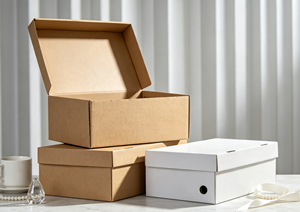 Boîte pliante écologique recyclable à couvercle rabattable en carton ondulé épais, disponible en versions kraft et blanc, idéale pour les cadeaux et l'artisanat - Product Image 3