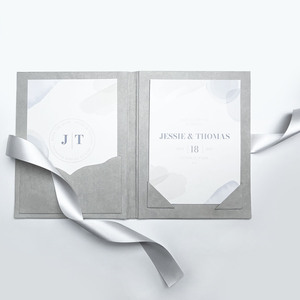 Caja rígida gris para invitaciones de boda, cinta, soporte para invitaciones de papel, embalaje de regalo personalizado - Product Image 1