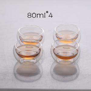 Tetera de Vidrio de 1000 ml con Infusor Extraíble de Acero Inoxidable y 4 Vasos Pequeños de Vidrio de Doble Pared de 80 ml, Éxito de Ventas <span class=keywords><strong>en</strong></span> el Mercado Estadounidense - Product Image 3