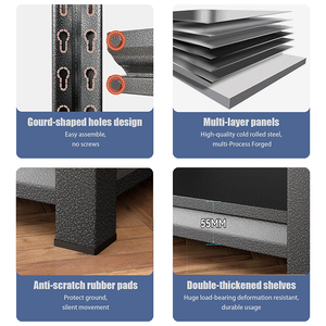 Stock local entrepôt US : 5 étagères métalliques <span class=keywords><strong>de</strong></span> rangement pour garage avec rails et étagères en fer - Product Image 4
