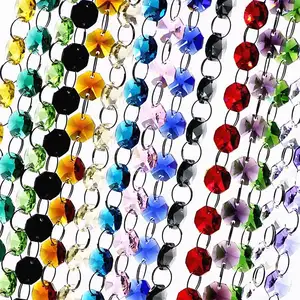 Honor Of Crystal Transparent Mix Colors Glass Octagon Beads Exquisite Crystal Wedding Curtain Crystal Garland Strands