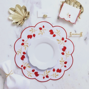 Napperon et serviette en coton rond blanc avec bordure brodée-Napperon en coton brodé décor <span class=keywords><strong>de</strong></span> table élégant | Couleurs personnalisées - Product Image 2