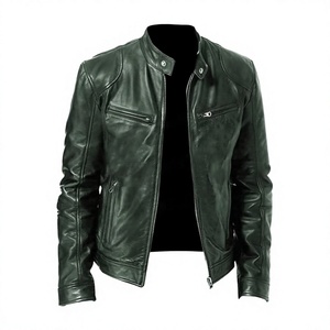 Veste de motard décontractée unisexe BS International tendance en toile et cuir de veau 100 % original avec col mandarin sur le devant - Product Image 3