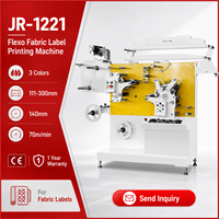 Machine d'impression flexographique 3 couleurs haute vitesse JR-1221 pour étiquettes textiles, rubans en satin et étiquettes d'entretien pour vêtements