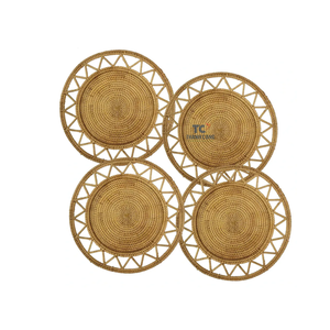 Napperons faits à la main ensemble de napperons tissés ronds naturels napperons en rotin du Vietnam ronds vente en gros - Product Image 1