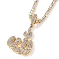 2023 nouveauté arabe musulman Islam symbole pendentif colliers glacé CZ diamant Allah nom pendentif colliers
