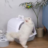 Bac à litière pour chat rectangulaire en plastique à grande capacité, auto-nettoyant, design entièrement fermé, portable pour une utilisation en intérieur/extérieur, facile à nettoyer