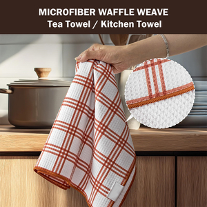 Serviettes <span class=keywords><strong>de</strong></span> cuisine en microfibre gaufrée ECO Factory Direct, super absorbantes, séchage rapide, douces pour un nettoyage sans traces. - Product Image 2