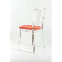 Chaise transparente Lucienne avec coussin rembourré en cuir écologique nubuck rouge brique pour salon Modèle 15C2012-1
