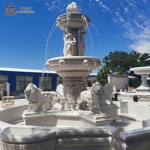 ราคาถูกสวนที่ทันสมัยสีขาวแกรนด์หินอ่อนผนังน้ำโบราณสิงโตรูปปั้นสวนน้ำพุ - Product Image 4