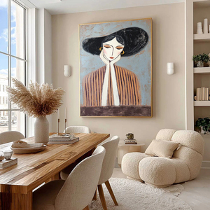 Contemplation Textured Portrait Oil Painting <b>Framed</b> <b>Canvas</b> Art Modern Wall Decor Hand Painted Indoor Contemporary Style - Product Image 5