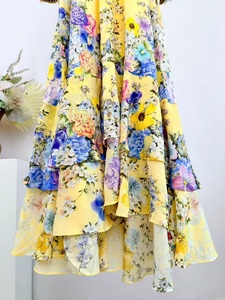 Vestido Largo 100% Seda, Primavera 2026, <span class=keywords><strong>para</strong></span> Fiesta de Noche, Sexy, Cuello en V, Estampado Floral, Manga Larga, Elegante, Amarillo, Maxi Vestido - Product Image 5