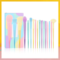 Pinceaux de maquillage professionnels pour le visage, 17 pièces, design dégradé arc-en-ciel, pour le maquillage quotidien