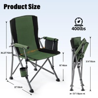Chaise de camping pliable portable et durable, verte, en polyester 600D, fauteuil d'extérieur avec porte-gobelet, multi-usages pour la pêche, la randonnée, les voyages