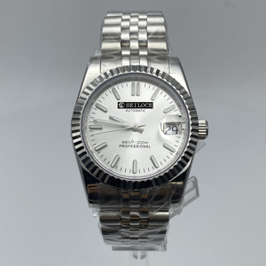 Montre mécanique automatique pour homme de haute qualité, tendance, de forme ronde, simple, avec cristal saphir SEILOCE NH35, acier inoxydable 904L - Product Image 2