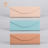 Étui à lunettes portable et pliable de grande taille, style enveloppe, avec rangement, en cuir PU grain litchi, logo personnalisé disponible