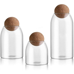 Bóng nút chai thủy tinh borosilicate Jar 3-mảnh thiết lập với nước nóng hình cầu có nắp đậy cho thực phẩm lưu trữ và nhà bếp hộp tổ chức - Product Image 4
