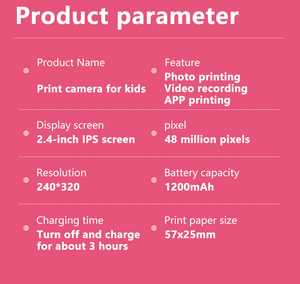 Mini caméra d'imprimante <span class=keywords><strong>mobile</strong></span> de poche thermique portable pour enfants caméra de cadeaux pour enfants avec autocollants étiquette Photo imprimante sans fil - Product Image 5