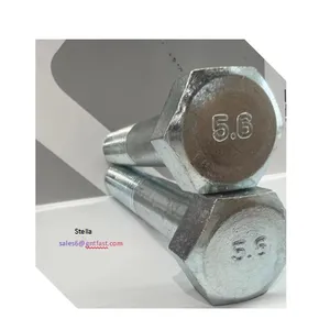 ISO4014 GOST9066 M24 สลักลายนูนเกรด 5.6 สังกะสีเหล็กกล้าคาร์บอน Hex bolt