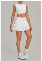 Ensemble de vêtements de sport pour femmes, 2 pièces, hauts courts ajustés et jupe plissée taille haute avec short intégré, tenue de tennis, ensemble de yoga, vêtements de fitness