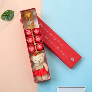 Caja de Regalo con Jabón de Rosa en Forma de Oso y Papel de Oro - Origen China, <span class=keywords><strong>Regalos</strong></span> para <span class=keywords><strong>Cumpleaños</strong></span> y Graduación - Product Image 3