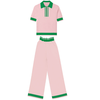 Ensemble de pulls d'été pour femmes Ensemble de pulls d'été deux pièces assortis Polo Kint Ensemble de chemisier et de chandail pour femmes Ensemble de chandail 2 pièces