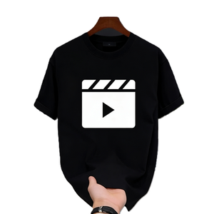 Camiseta con icono <span class=keywords><strong>de</strong></span> botón <span class=keywords><strong>de</strong></span> reproducción <span class=keywords><strong>de</strong></span> película, camiseta minimalista para director <span class=keywords><strong>de</strong></span> <span class=keywords><strong>cine</strong></span> y producción cinematográfica. Camiseta Oversize <span class=keywords><strong>de</strong></span> Algodón <span class=keywords><strong>de</strong></span> Manga Corta Estilo Urbano Casual - Product Image 1