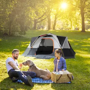 New Family Camping Tent For 8-10 Person Families High Quality Double Deck Outdoor Camping Big Familier Tent