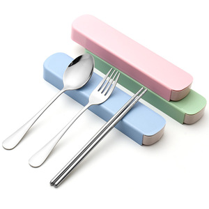 Stainless Steel Portable Tableware Set 3-piece Outdoor Travel Activities Hotel Student Set Advertising Gifts Cutlery Set