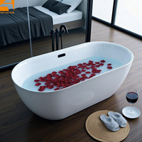 CUPC Baignoire autoportante sans couture à fond plat bon marché KF-787 baignoire ovale en acrylique pur pour hôtel Villa égouttoir central