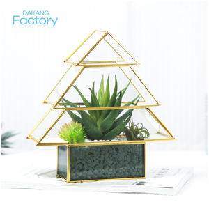 Moos terrarium en métal arbres de noël terrarium en verre en laiton pots de jardinières pour plantes - Product Image 1