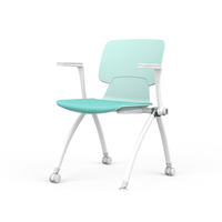 Recueillir invité chaise empilable Durable conférence personnalisation formation réunion chaise en métal avec roues accoudoir tableau d'écriture