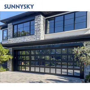 Sunnysky foshan Overhead garag door Electrical Remote Opening Glass Garage Door fit for large garages