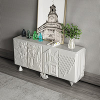 Aparador de Madera de Estilo Italiano de Lujo Ligero, Estilo Francés, Arte en Relieve de Alta Gama, Almacenamiento para el Recibidor, Sala de Estar, Montado en la Pared