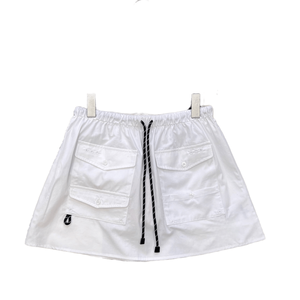 Mini-jupe cargo pour femme avec cordon de serrage élastique, poches, style décontracté streetwear, jupe-short - Product Image 1