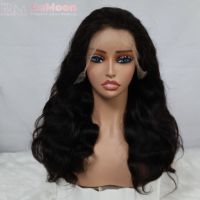 Peluca de Cabello Humano 100% Natural con Frente de Encaje HD 13x4, Color Natural, Ondulado, 250% de Densidad, Sin Pegamento