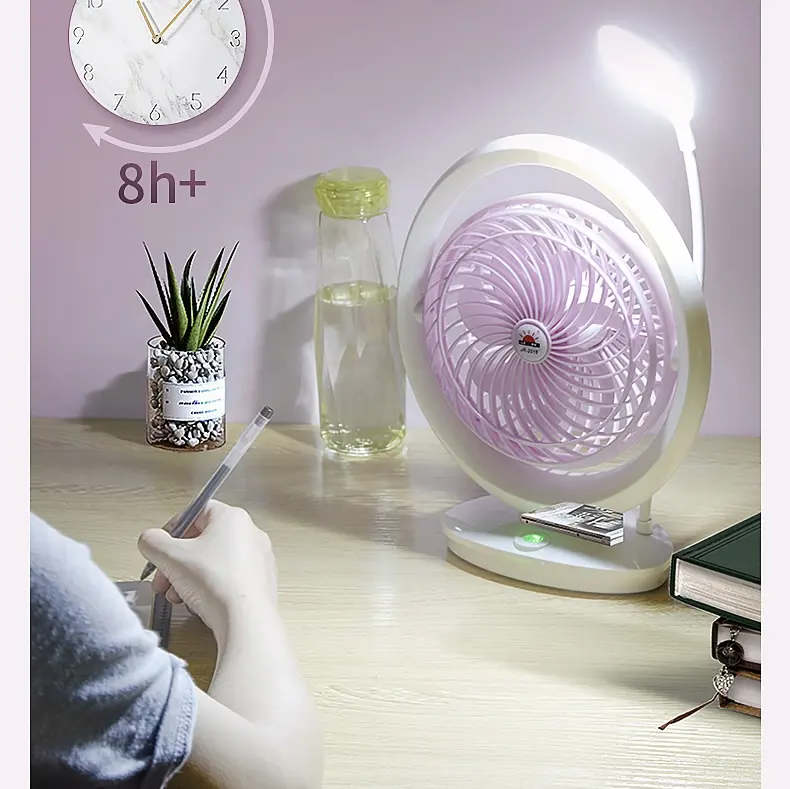 Tafelventilator Met Led Licht Usd Oplaadbare Tafelstandaard Ventilator 8 Inch 2 In 1 Draagbare Ventilator