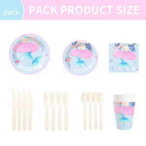DAMAI Nuevo Set de Fiesta Temática de Sirena con Vestido de Gasa Rosa, Incluye Platos y Vasos Desechables de Papel para Suministros de Cumpleaños - Product Image 5