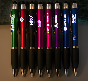 Logo colorato personalizzato di fabbrica scatola luce LED stilo penna a sfera pubblicità promozione penna Touch Screen Laser glitterato penna - Product Image 4